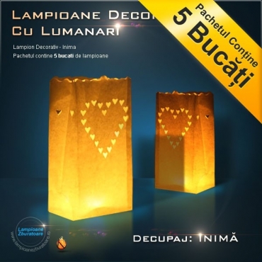 Lampioane decorative cu lumanari - model inima