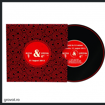 Invitatie nunta retro - forma disc de vinil 