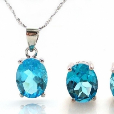 Set bijuterii argint cu Colier si Cercei din Topaz