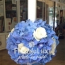 Lumanari nunta cu hortensii albastre si trandafiri
