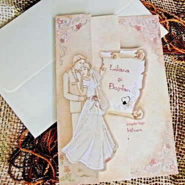 Invitatie de nunta din pergament