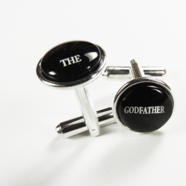 Butoni personalizaţi pentru naş THE GODFATHER, placaţi cu argint