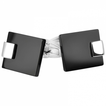 Butoni Rectangulari pentru Camasa cu Onix Negru