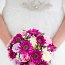 Buchet mireasa mov si roz pal
