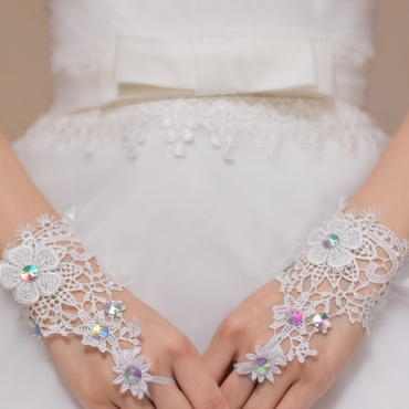 Manusi scurte, pe un deget, cu broderie florala