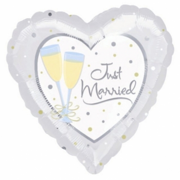 Balon folie metalizata JUST MARRIED CHAMPAGNE